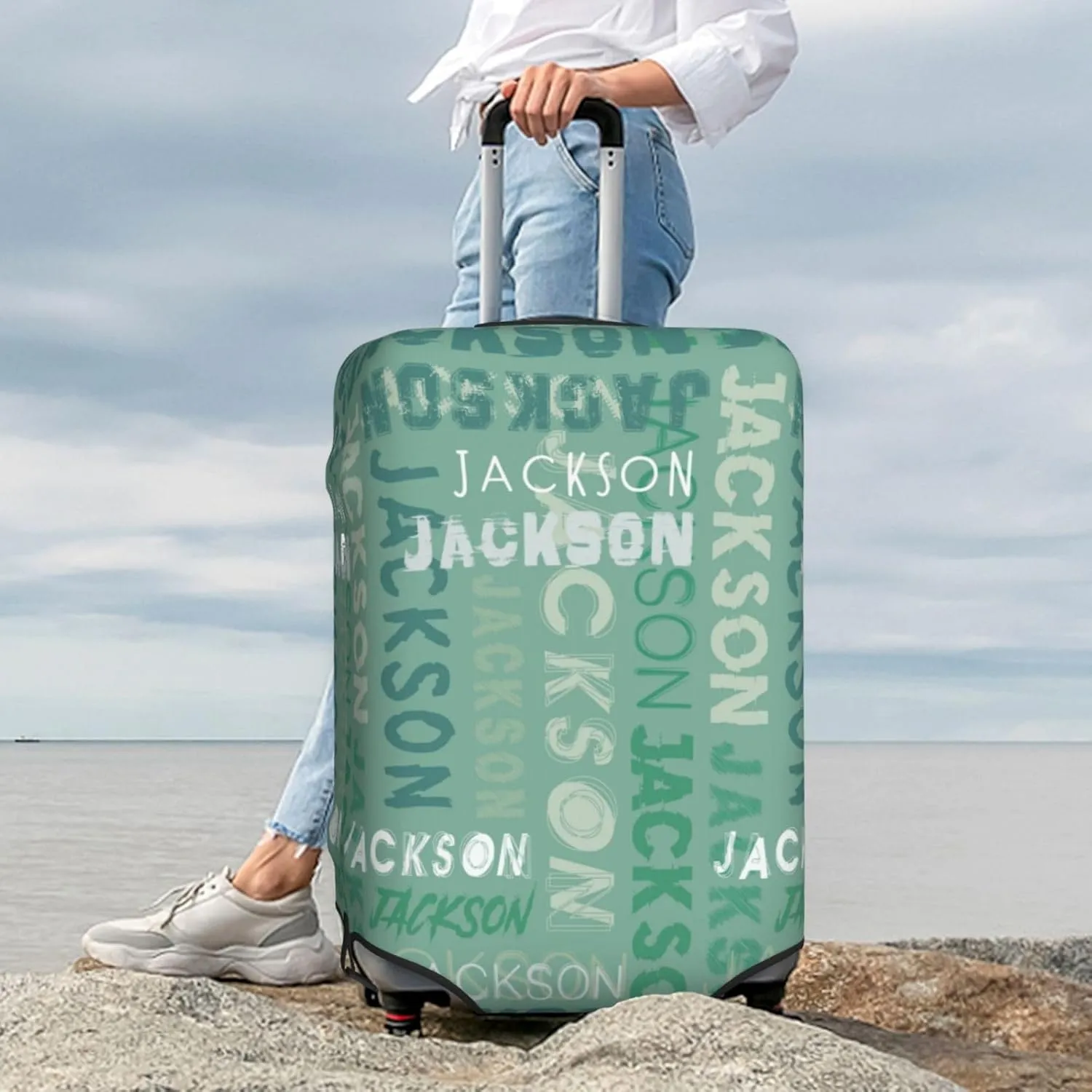 Custom Luggage Cover Personalized Travel Suitcase Protector Add Your Own Name Photo Text Elastic Washable Baggage Covers For Kid And Adult 4 Sizes