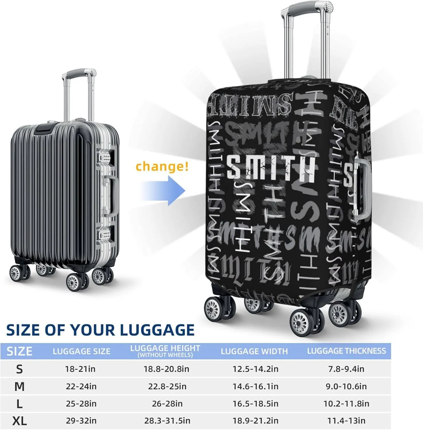 Custom Luggage Cover Personalized Travel Suitcase Protector Add Your Own Name Photo Text Elastic Washable Baggage Covers For Kid And Adult 4 Sizes