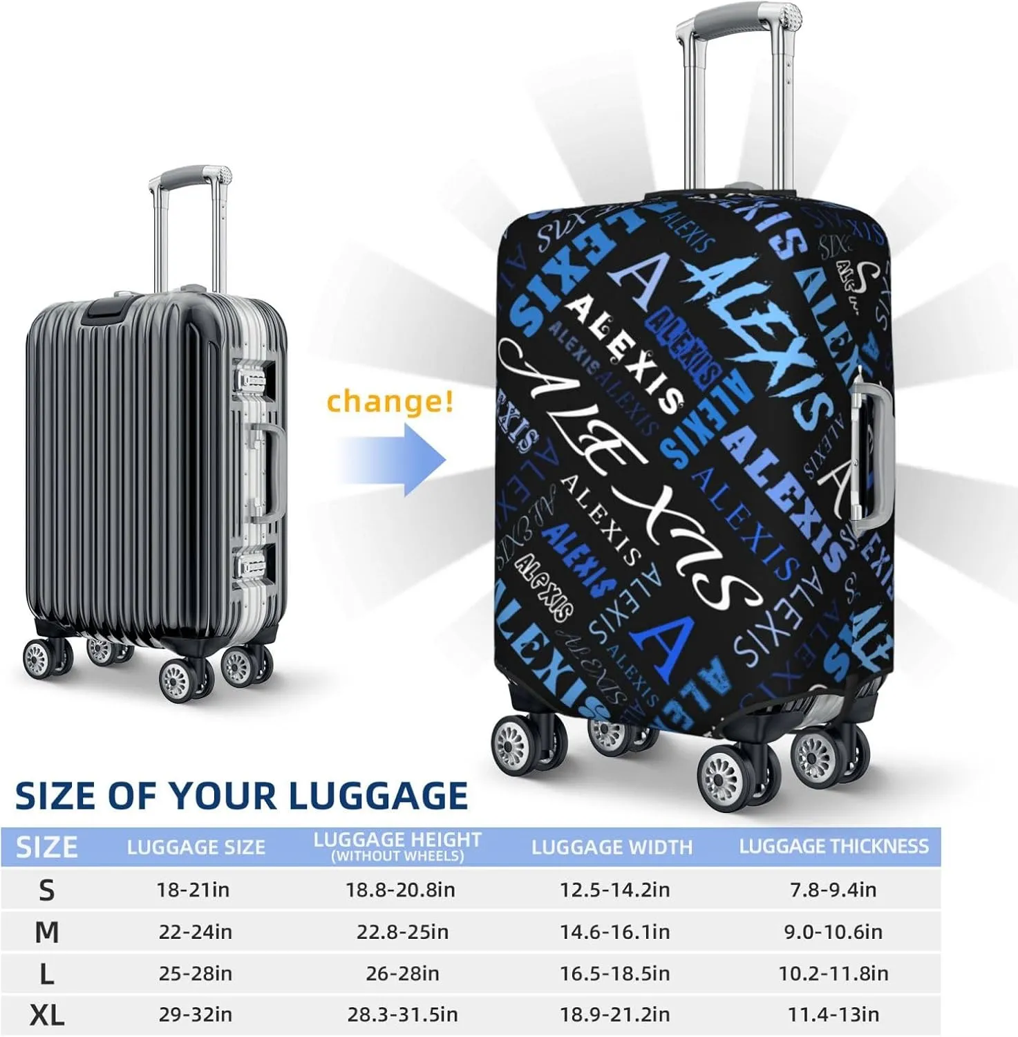 Custom Luggage Cover Personalized Travel Suitcase Protector Add Your Own Name Photo Text Elastic Washable Baggage Covers For Kid And Adult 4 Sizes