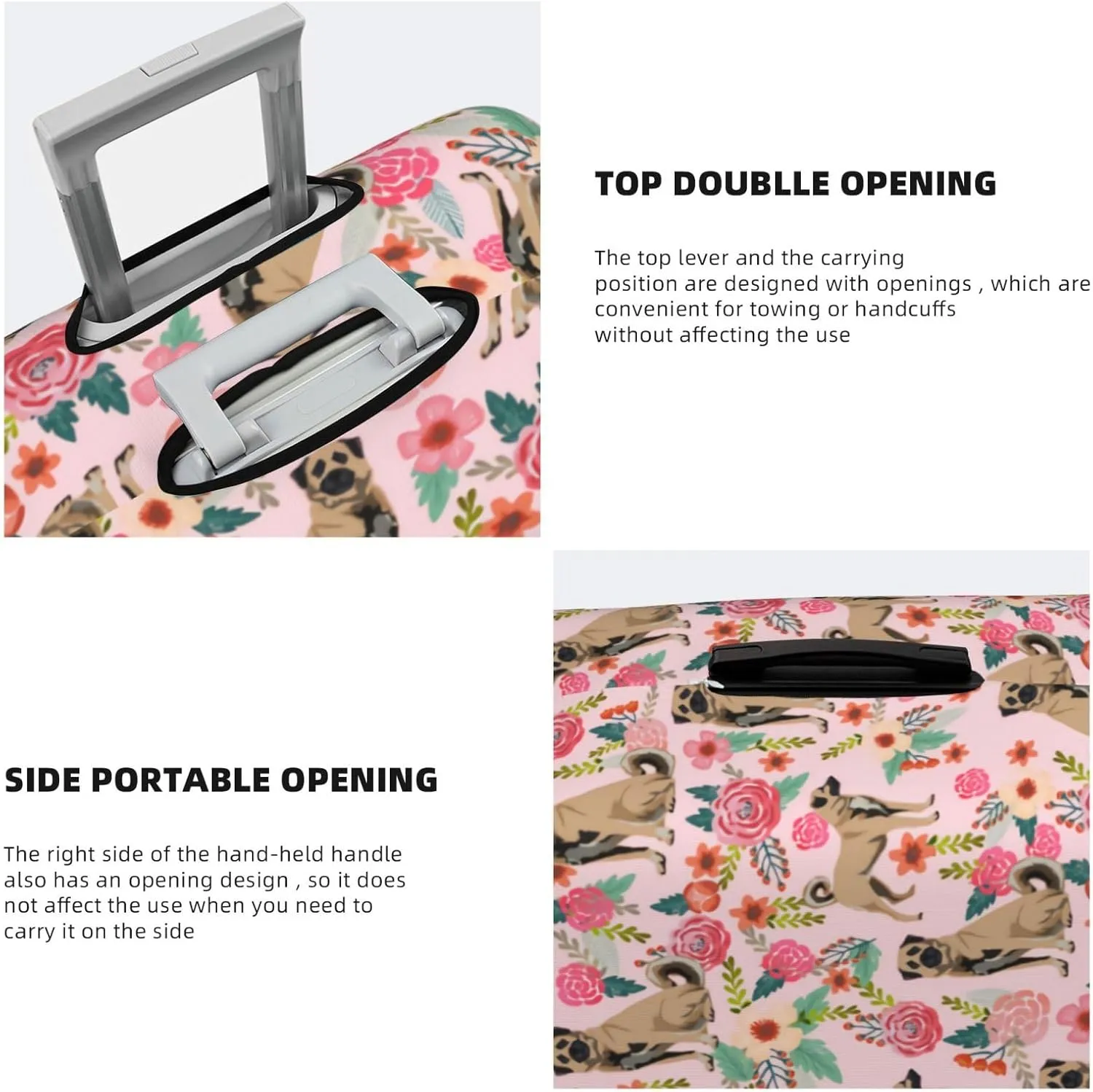 Cute Anatolian Shepherd Dog Puppy Flower Florals Print Travel Suitcase Protector Cover Elastic Washable Stretch Suitcase Protective Anti-Scratch Luggage Covers For Men Women Outdoor Travel Accessories