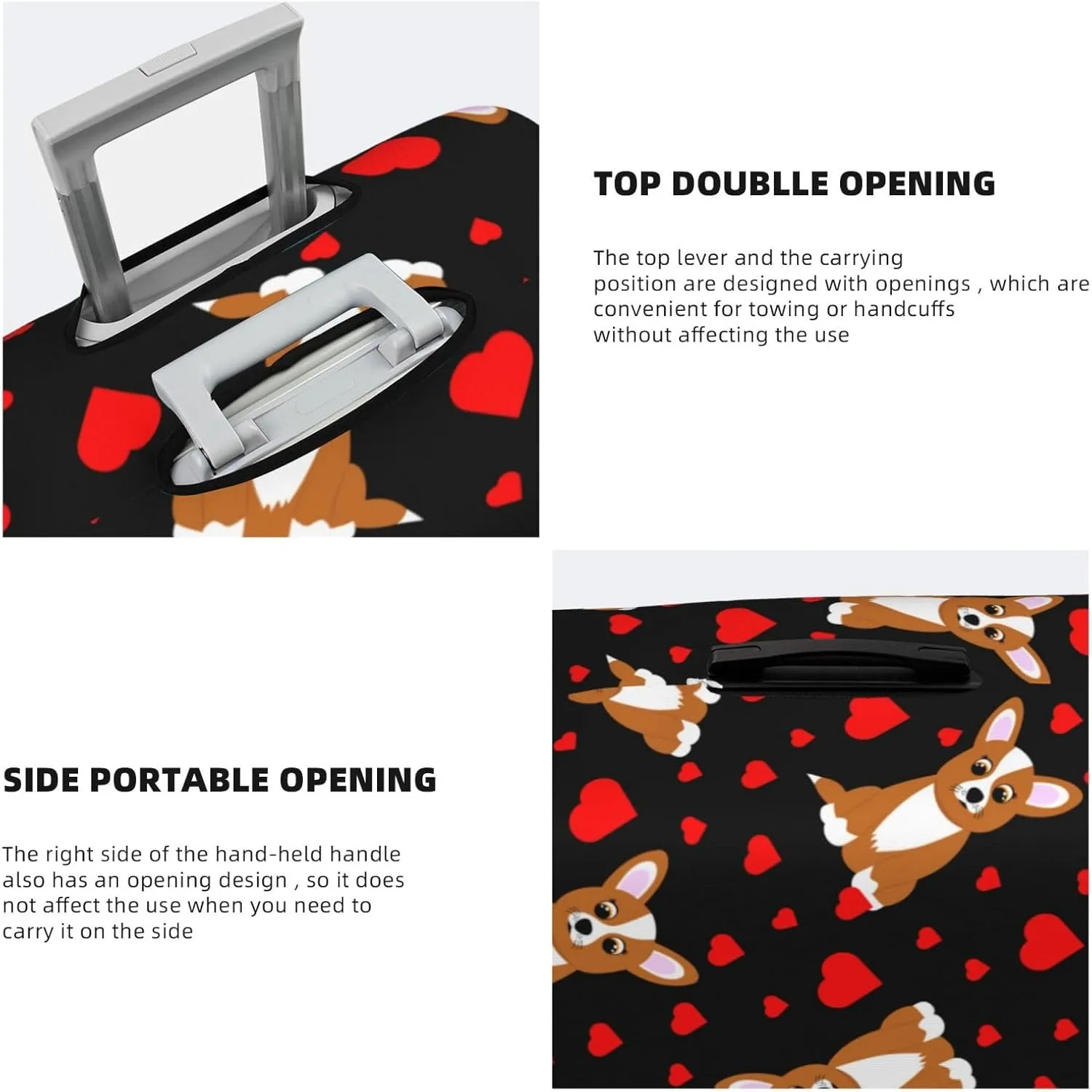 Cute Cartoon Corgi Dog Heart Elastic Suitcase Cover Scratch Resistant Luggage Case Travel Luggage Protector for Men Women S 18-21 inch