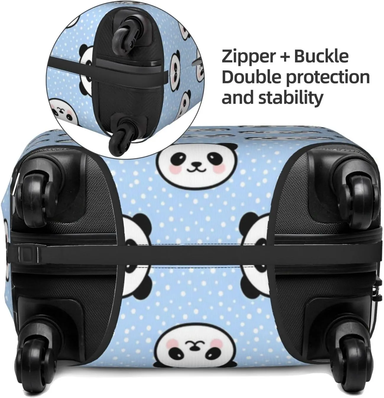 Cute Cartoon Panda Travel Luggage Cover Fits 18-32 Inch Luggage, Elastic Suitcase Cover Protector with Concealed Zipper for Wheeled Suitcase Tsa Approved