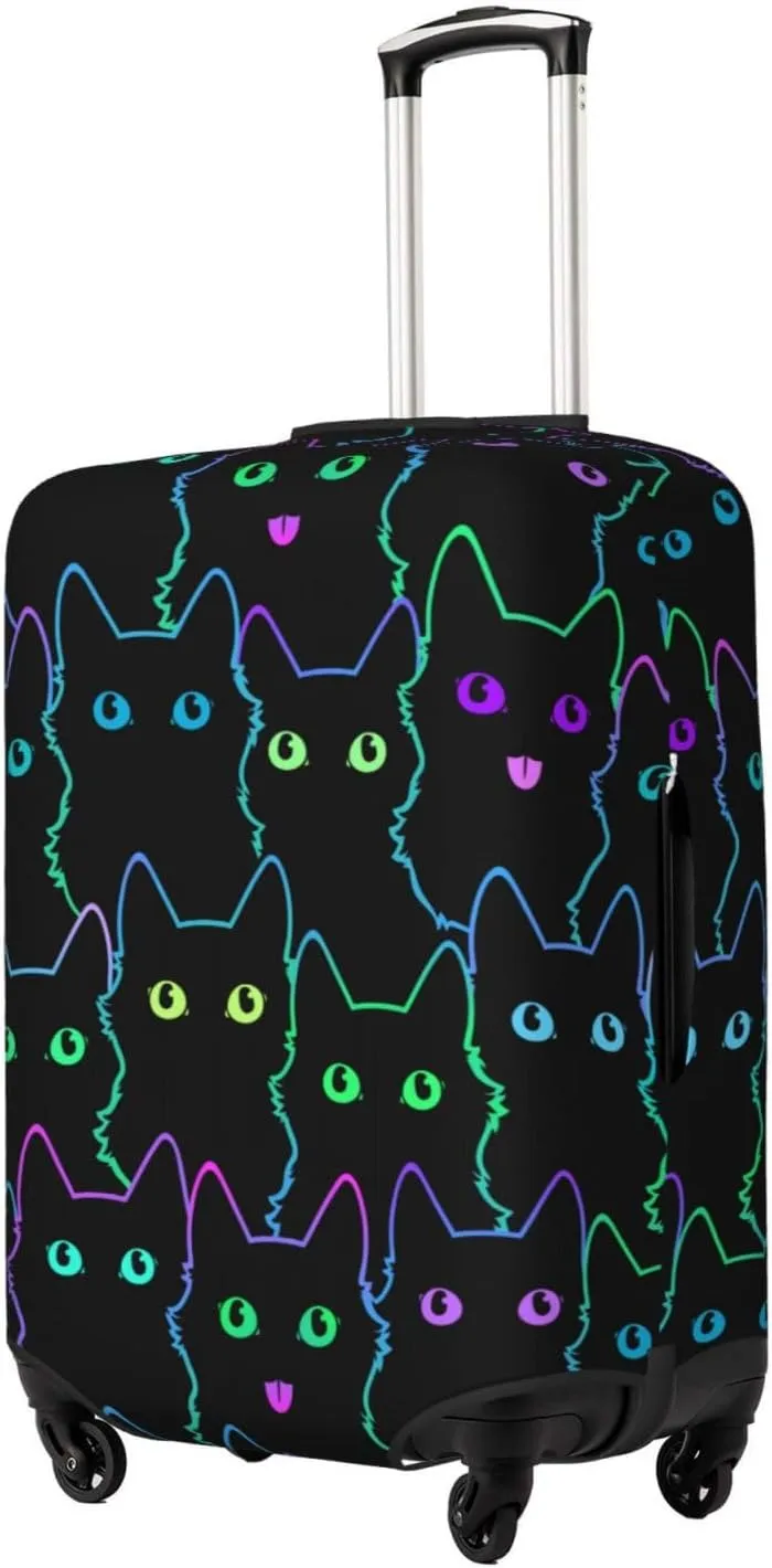 Cute Cats Silhouettes Luggage Suitcase Covers Elastic Washable Black Luggage Protector Travel Suitcase Protective Cover For Kid And Adult, M (Fit 22-24 Inch Luggage)