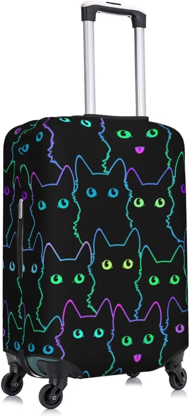 Cute Cats Silhouettes Luggage Suitcase Covers Elastic Washable Black Luggage Protector Travel Suitcase Protective Cover For Kid And Adult, M (Fit 22-24 Inch Luggage)