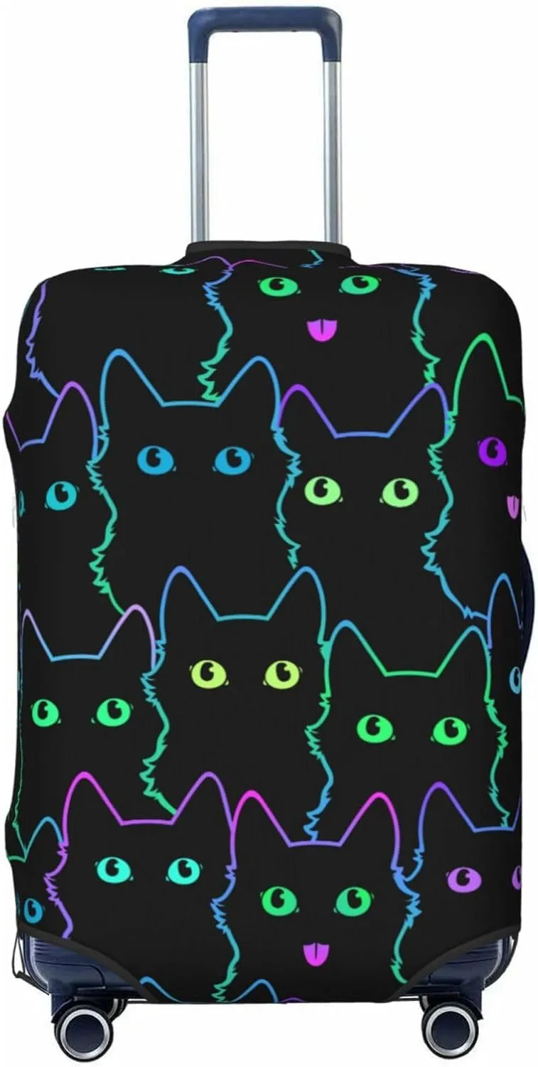 Cute Cats Silhouettes Luggage Suitcase Covers Elastic Washable Black Luggage Protector Travel Suitcase Protective Cover For Kid And Adult, S (Fit 18-21 Inch Luggage)