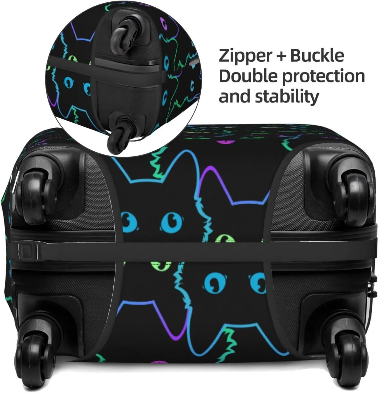 Cute Cats Silhouettes Luggage Suitcase Covers Elastic Washable Black Luggage Protector Travel Suitcase Protective Cover For Kid And Adult, S (Fit 18-21 Inch Luggage)