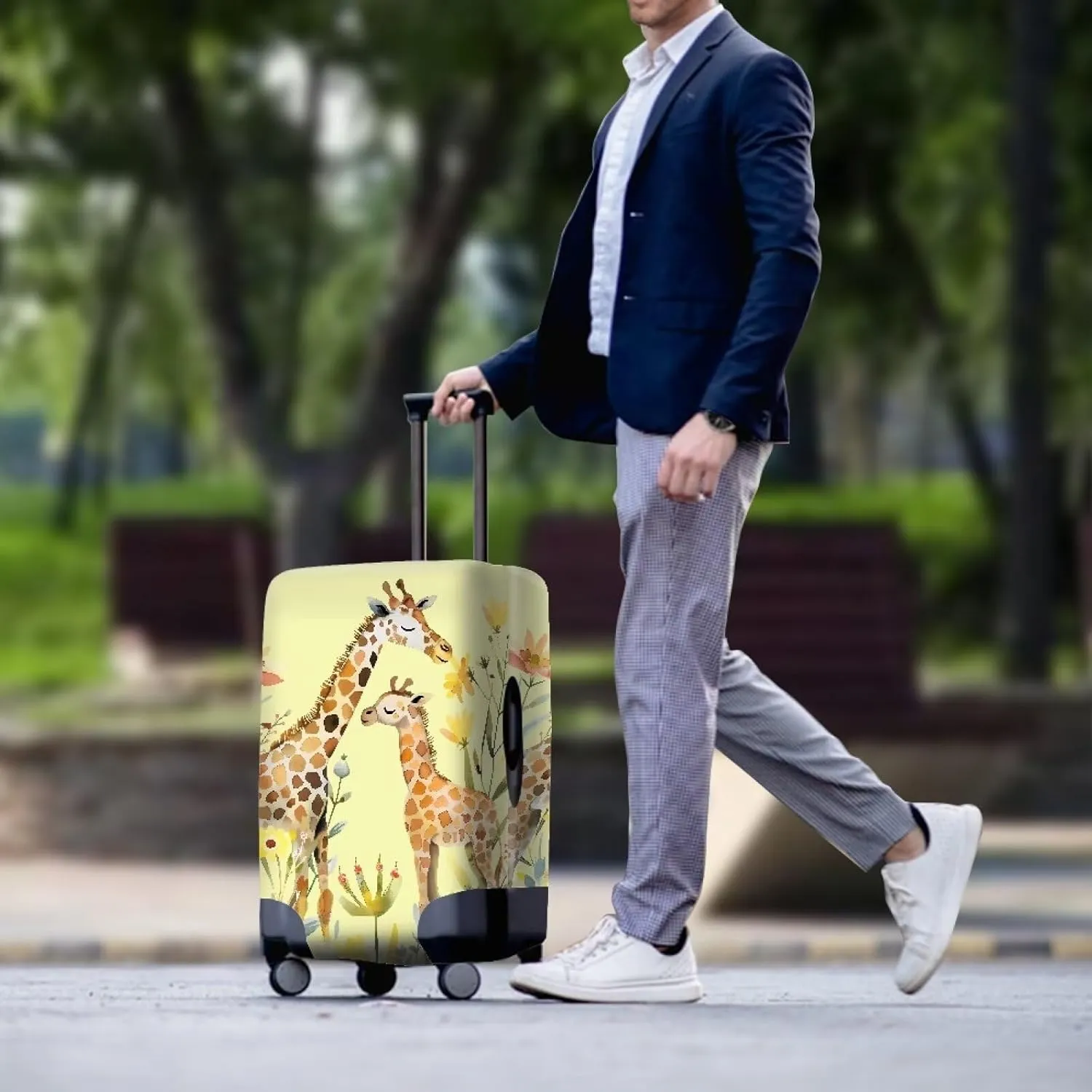 Cute Deers Pattern Suitcase Cover,Aesthetic Suitcase Covers,Luggage Case Cover,Floral Luggage Carrying Cover,Luggage Protective Cover,Luggage Cover for Women Gift for Women Men