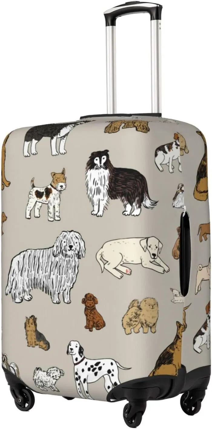 Cute Dogs Animal Luggage Suitcase Covers Elastic Washable Luggage Protector Travel Suitcase Protective Cover For Kid And Adult, M (Fit 22-24 Inch Luggage)
