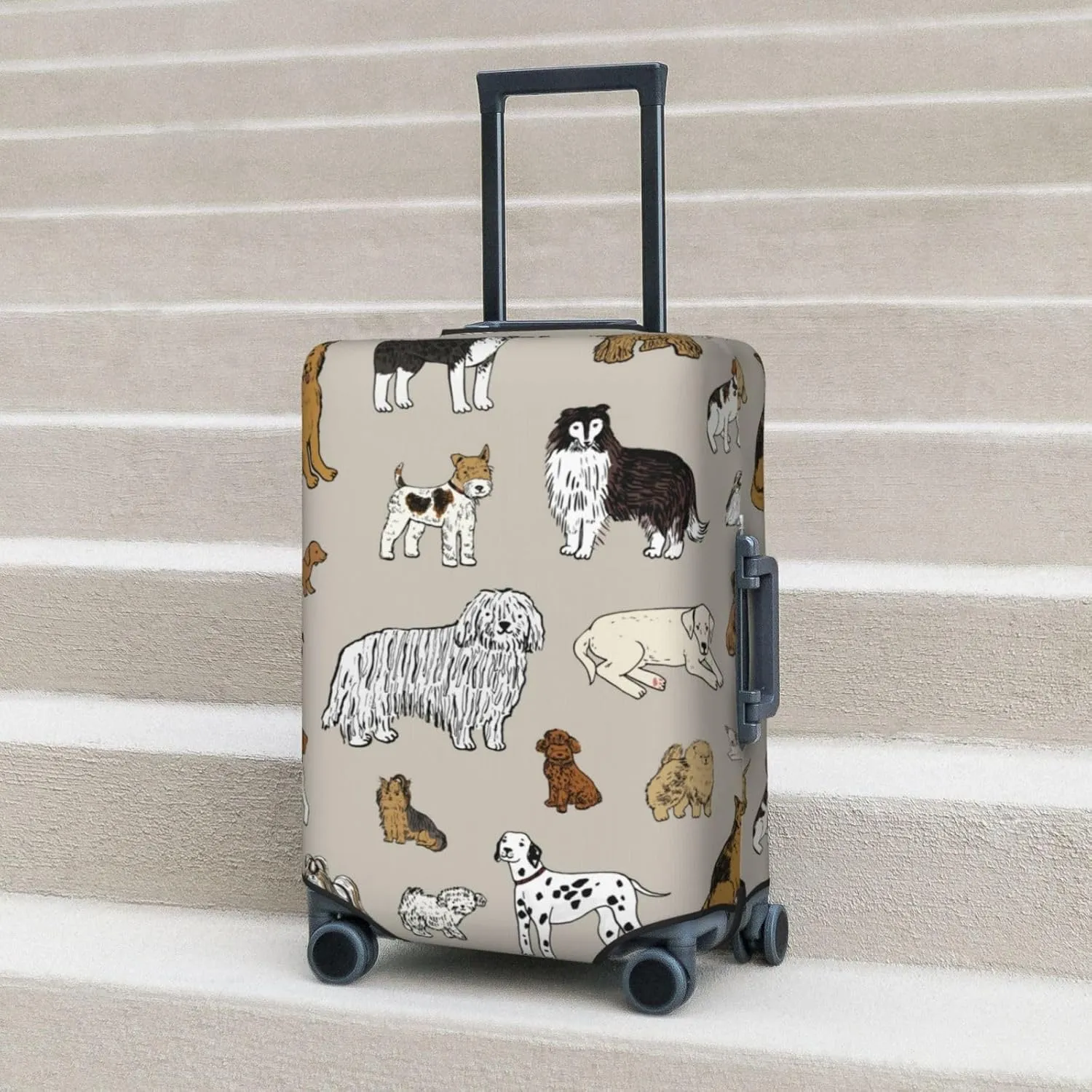 Cute Dogs Animal Luggage Suitcase Covers Elastic Washable Luggage Protector Travel Suitcase Protective Cover For Kid And Adult, M (Fit 22-24 Inch Luggage)