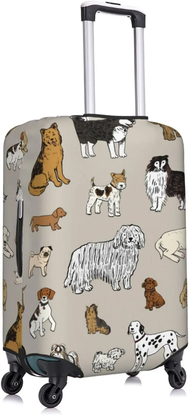 Cute Dogs Animal Luggage Suitcase Covers Elastic Washable Luggage Protector Travel Suitcase Protective Cover For Kid And Adult, M (Fit 22-24 Inch Luggage)