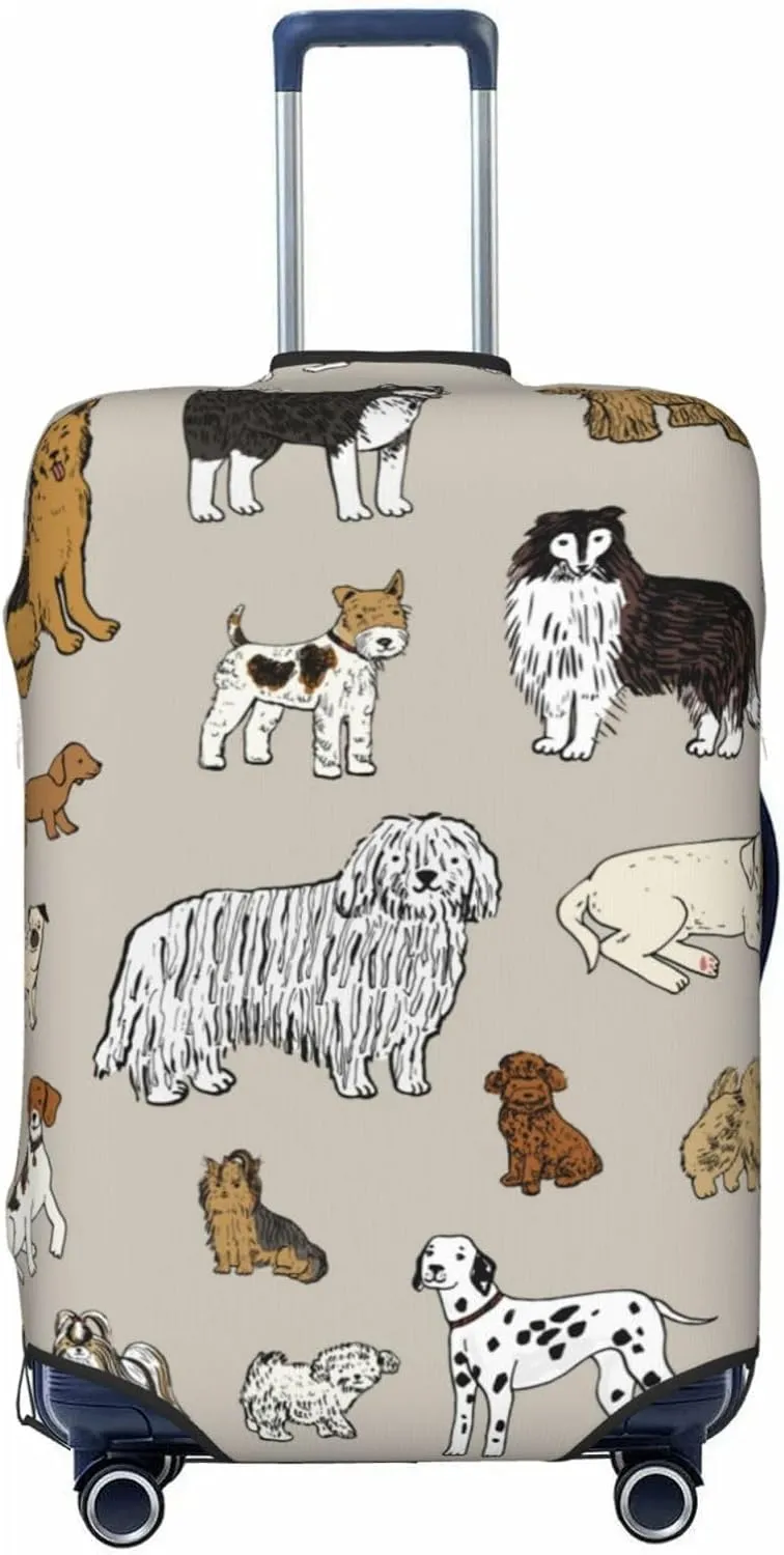 Cute Dogs Animal Luggage Suitcase Covers Elastic Washable Luggage Protector Travel Suitcase Protective Cover For Kid And Adult, M (Fit 22-24 Inch Luggage)