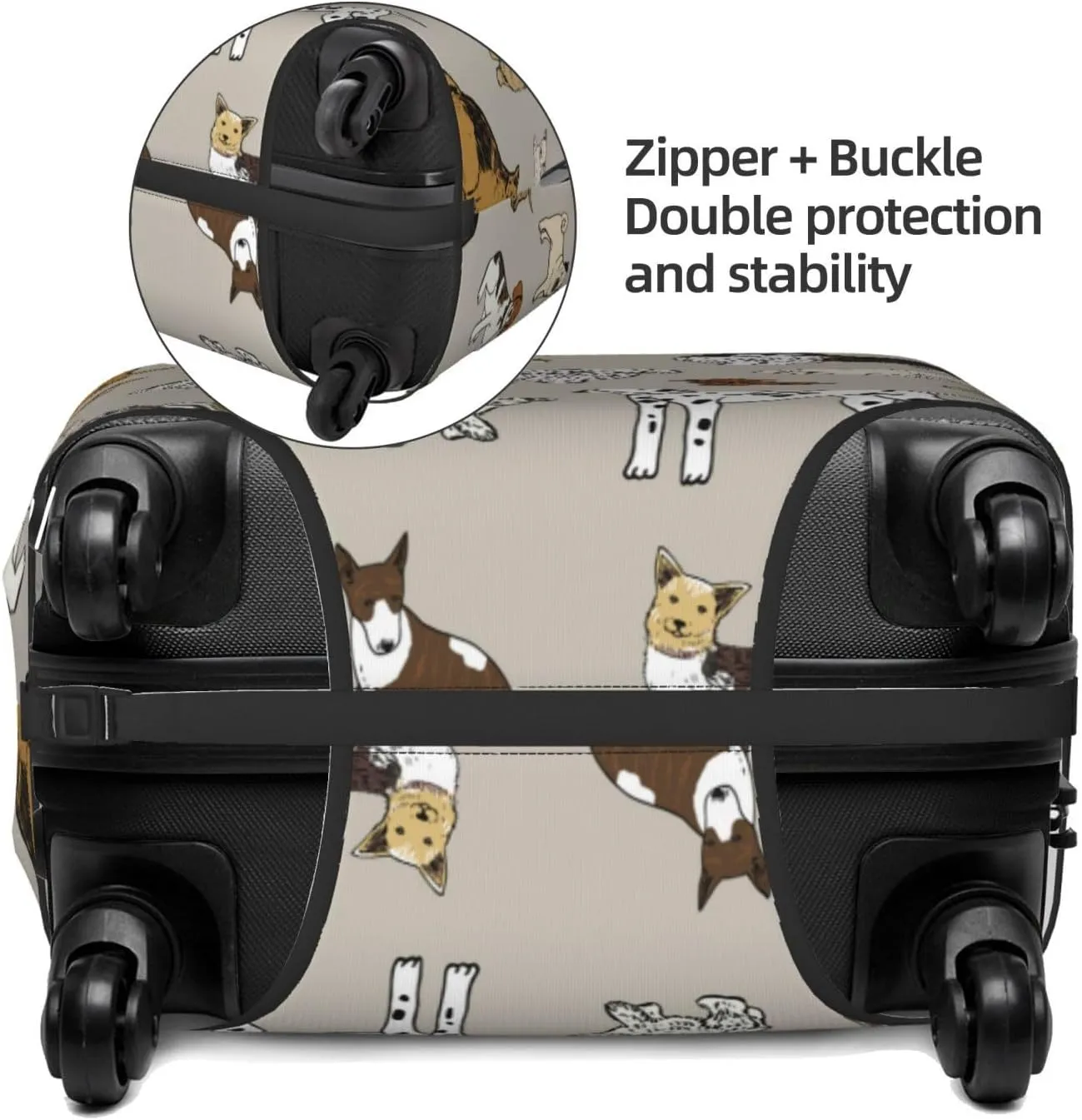 Cute Dogs Animal Luggage Suitcase Covers Elastic Washable Luggage Protector Travel Suitcase Protective Cover For Kid And Adult, M (Fit 22-24 Inch Luggage)