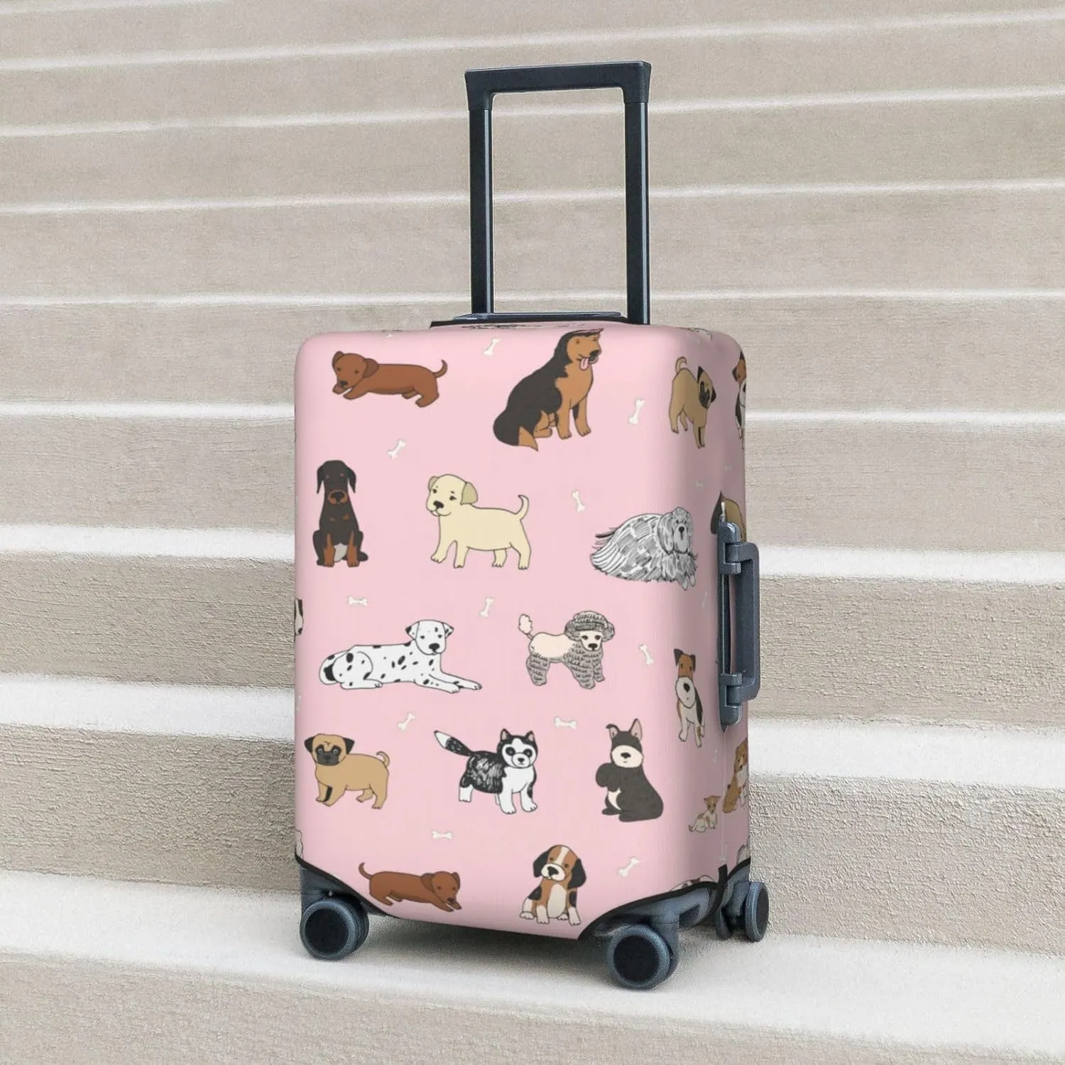 Cute Dogs Animals Luggage Suitcase Covers Elastic Washable Cartoon Pets Luggage Protector Travel Suitcase Protective Cover For Kid And Adult, M (Fit 22-24 Inch Luggage)