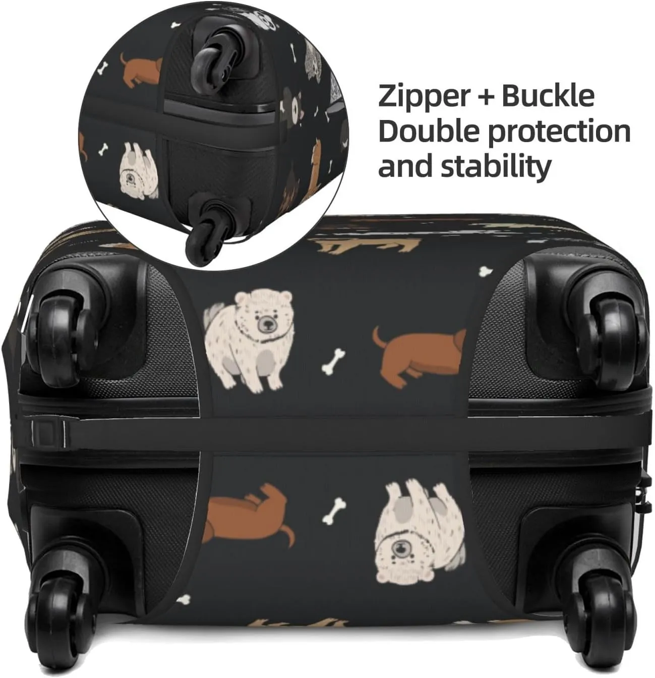 Cute Dogs Luggage Suitcase Covers Elastic Washable Cartoon Pets Luggage Protector Travel Suitcase Protective Cover For Kid And Adult, M (Fit 22-24 Inch Luggage)