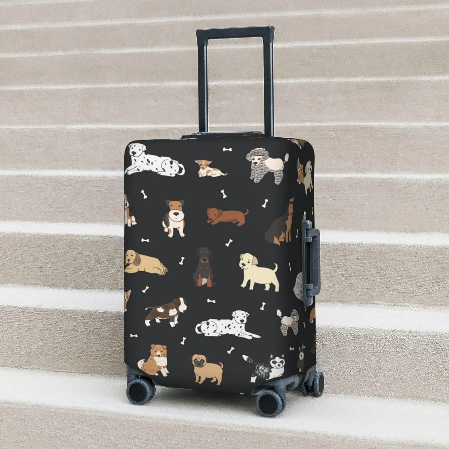 Cute Dogs Luggage Suitcase Covers Elastic Washable Cartoon Pets Luggage Protector Travel Suitcase Protective Cover For Kid And Adult, M (Fit 22-24 Inch Luggage)