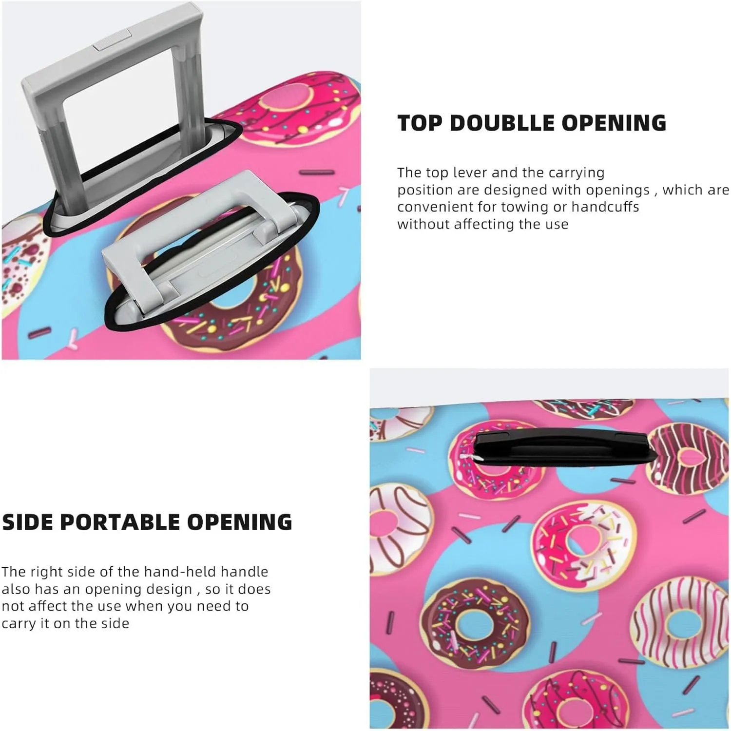 Cute Donut Elastic Suitcase Cover Scratch Resistant Luggage Case Travel Luggage Protector for Men Women S 18-21 inch