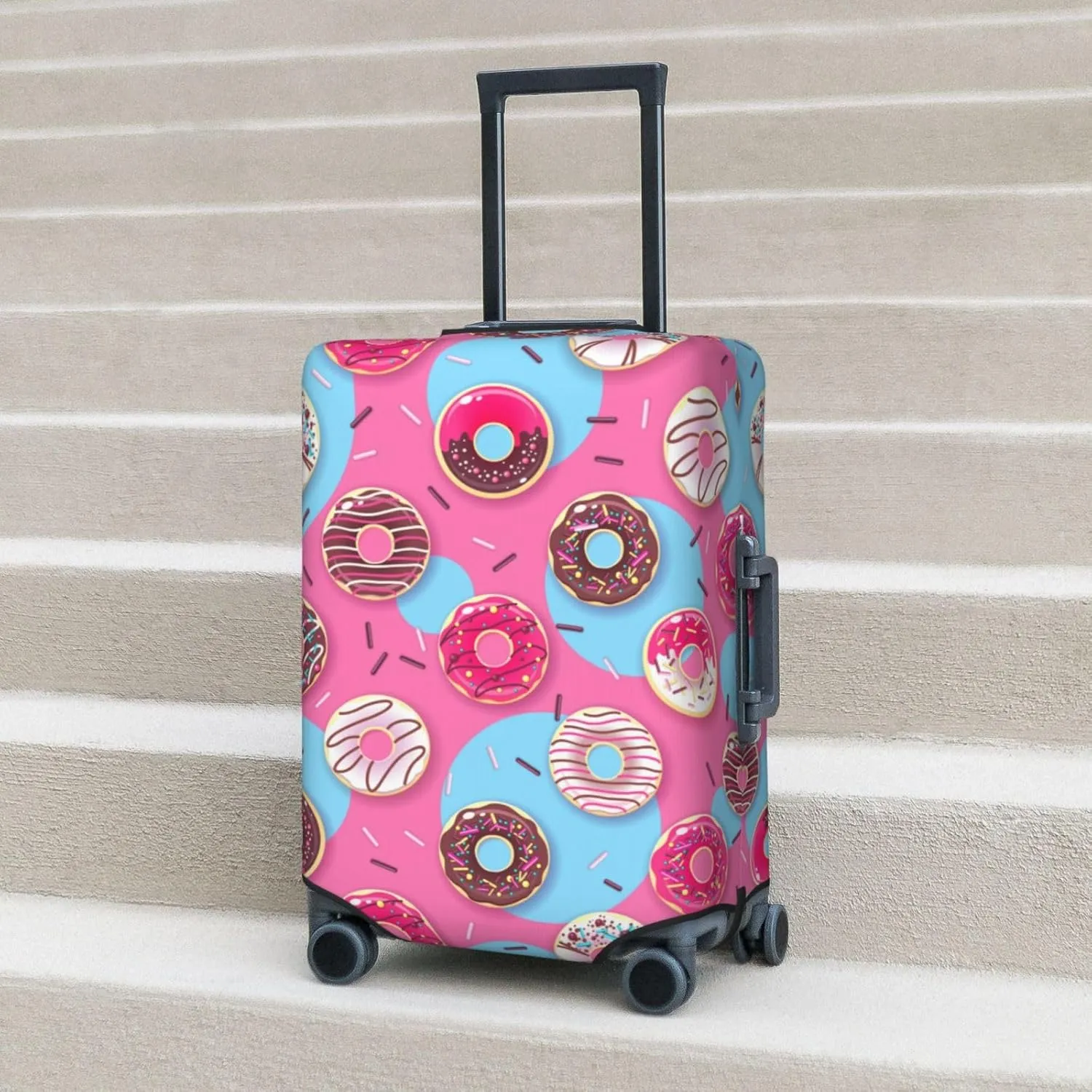 Cute Donut Elastic Suitcase Cover Scratch Resistant Luggage Case Travel Luggage Protector for Men Women S 18-21 inch