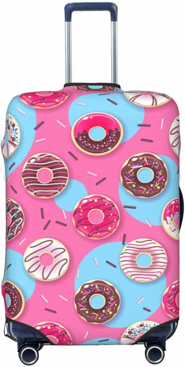 Cute Donut Elastic Suitcase Cover Scratch Resistant Luggage Case Travel Luggage Protector for Men Women S 18-21 inch