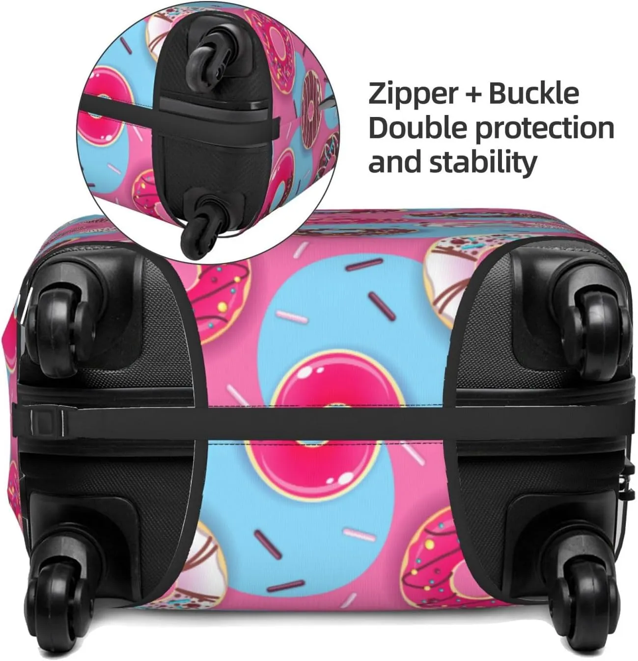 Cute Donut Elastic Suitcase Cover Scratch Resistant Luggage Case Travel Luggage Protector for Men Women S 18-21 inch