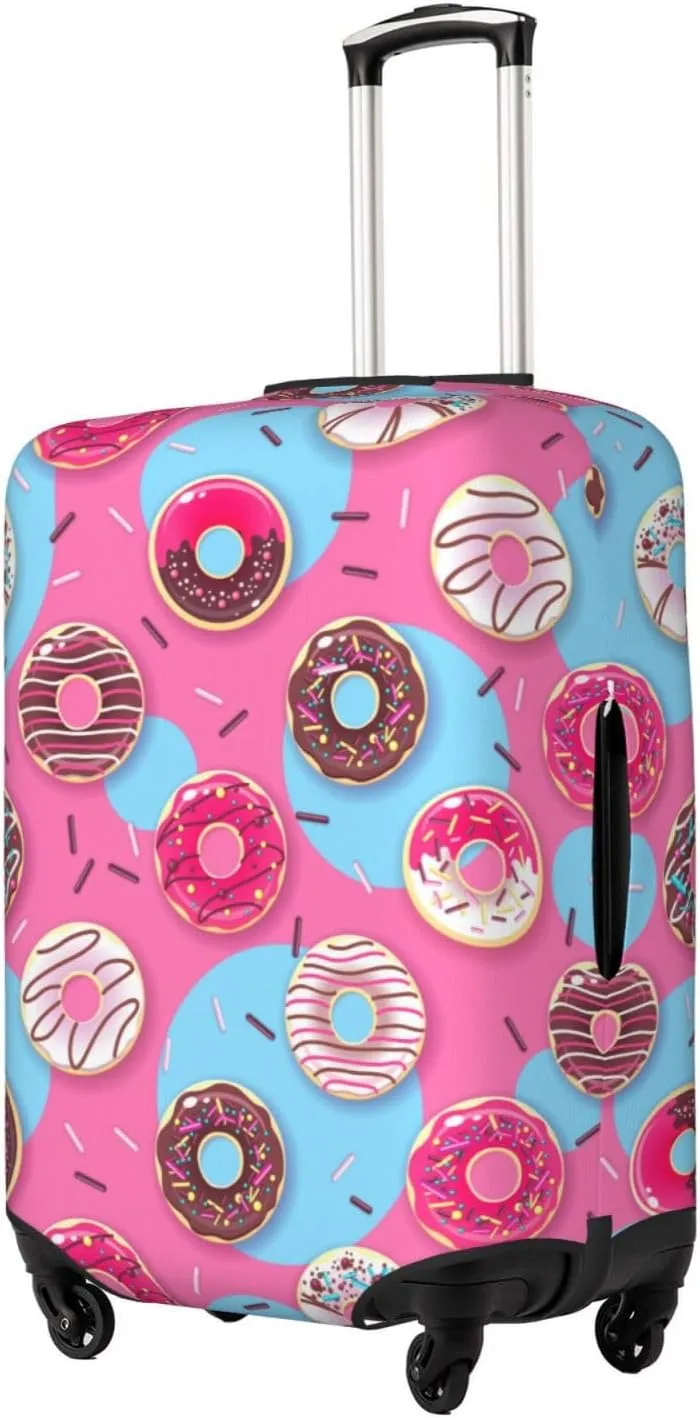 Cute Donut Elastic Suitcase Cover Scratch Resistant Luggage Case Travel Luggage Protector for Men Women S 18-21 inch