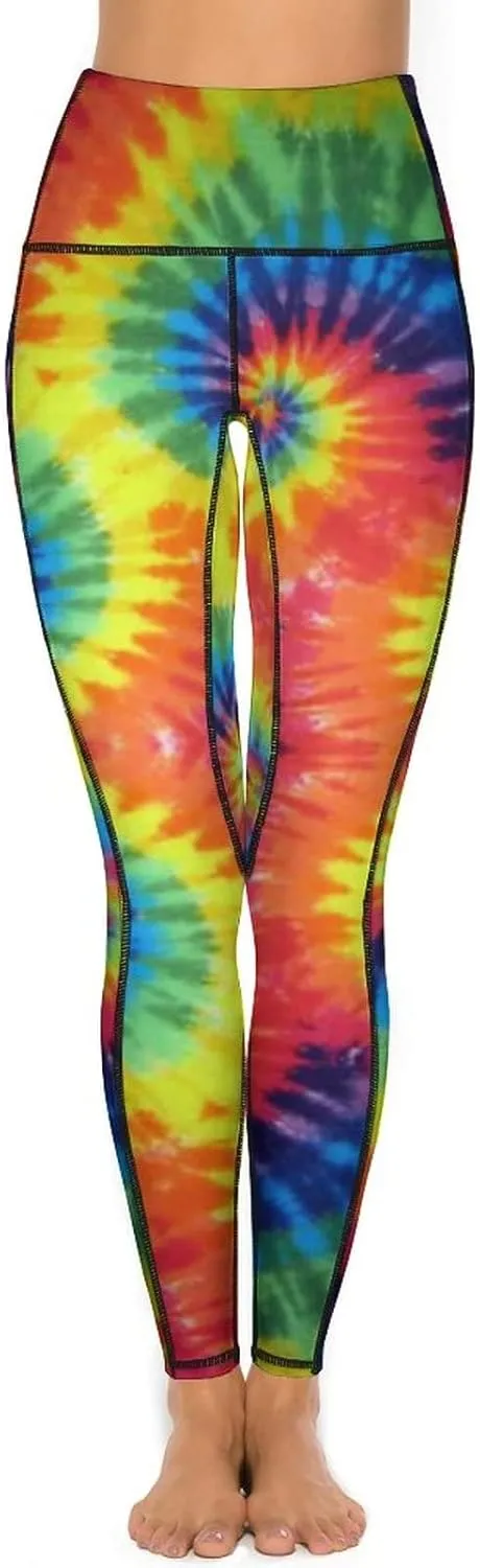 Cute High Waist Yoga Pants for Women with Pockets, Tummy Control Running Sports Workout Yoga Leggings
