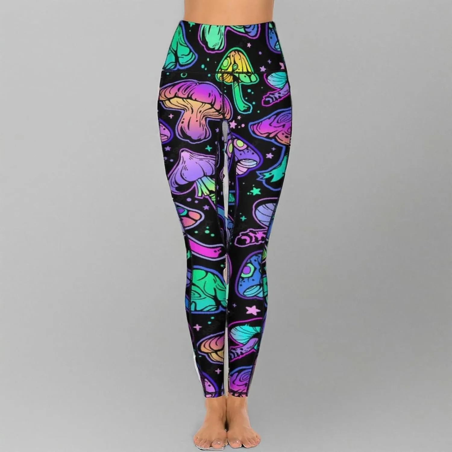 Cute High Waist Yoga Pants for Women with Pockets, Tummy Control Running Sports Workout Yoga Leggings