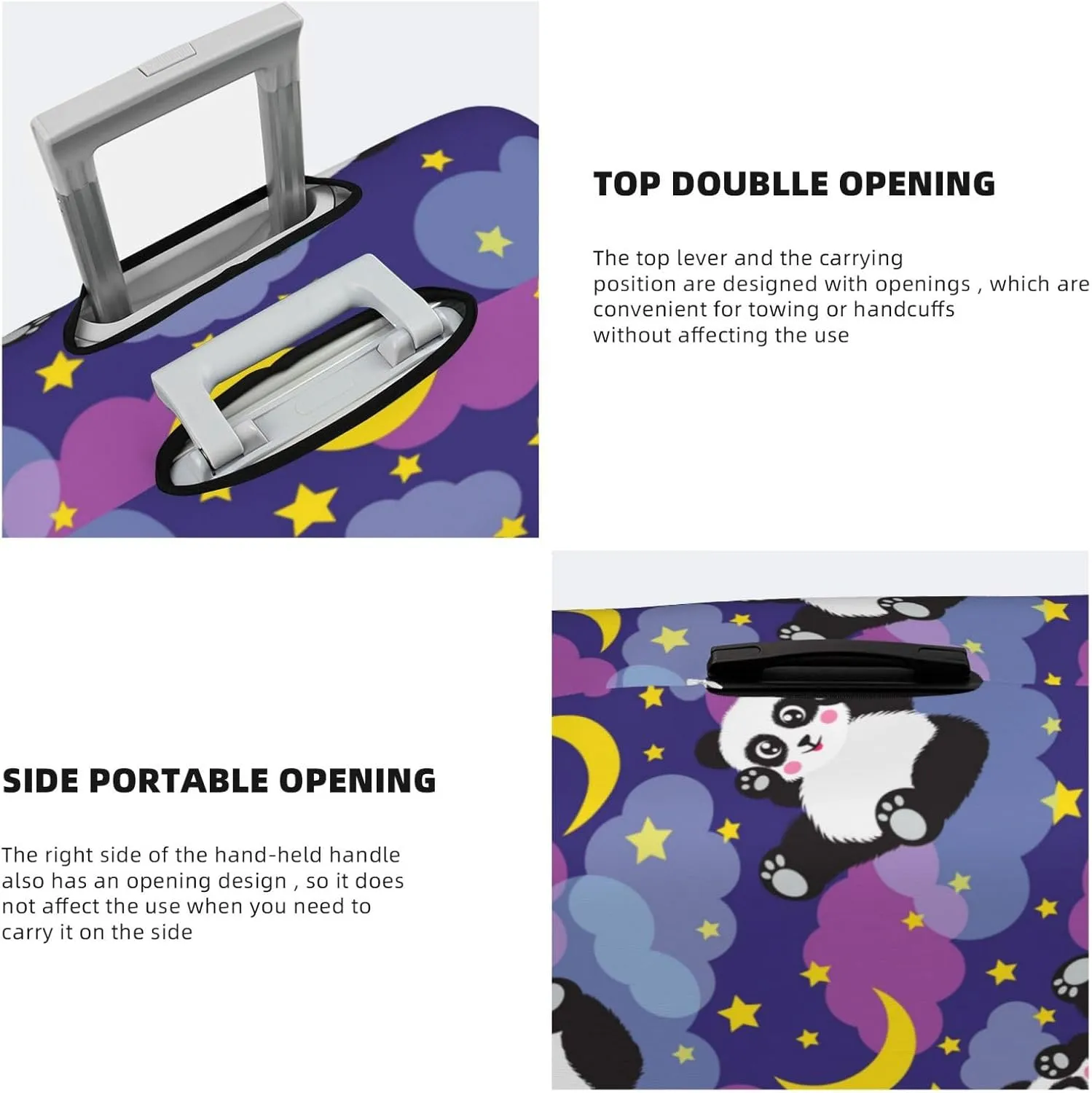 Cute Panda Elastic Suitcase Cover Scratch Resistant Luggage Case Travel Luggage Protector for Men Women L 25-28 inch