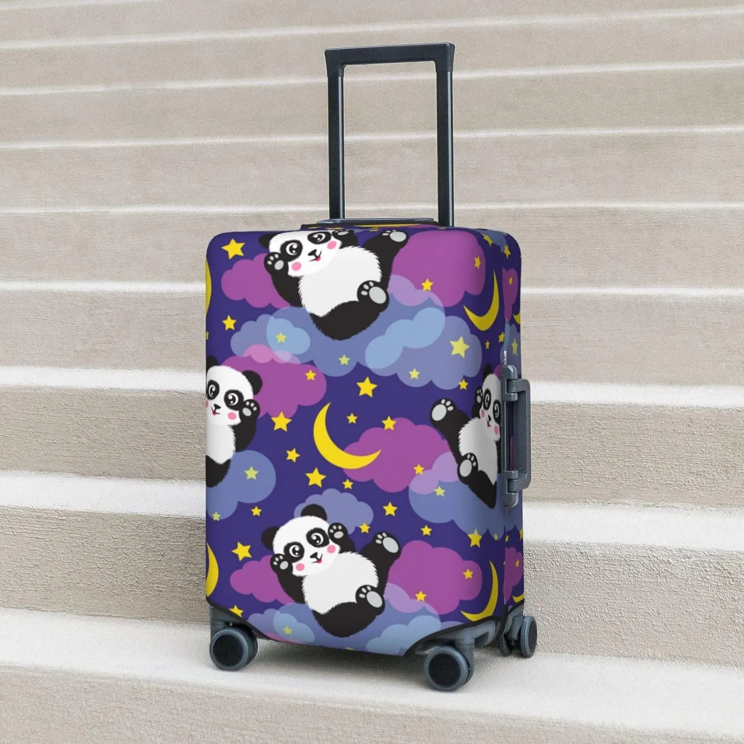 Cute Panda Elastic Suitcase Cover Scratch Resistant Luggage Case Travel Luggage Protector for Men Women L 25-28 inch