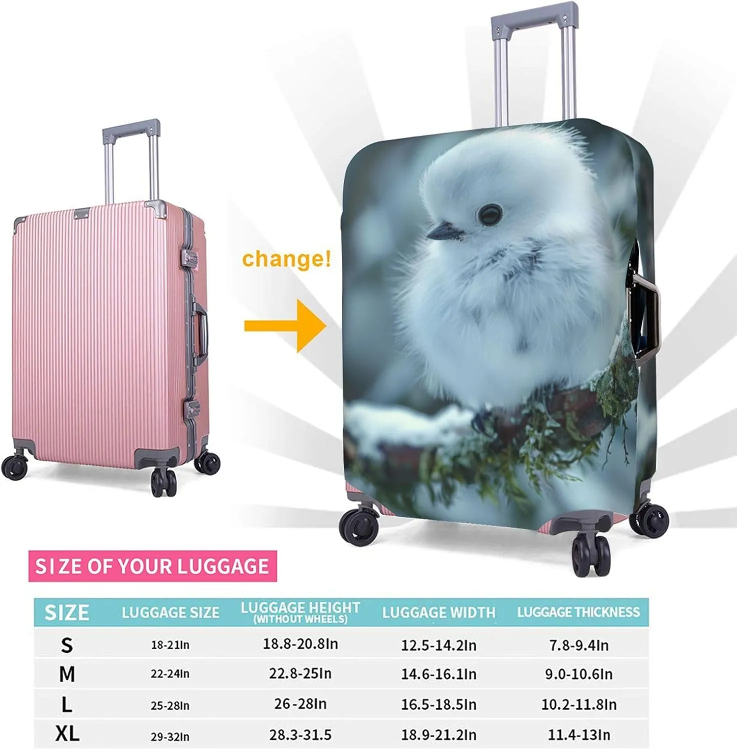cute snow bird Elastic Travel Luggage Cover Travel Suitcase Protective Cover
