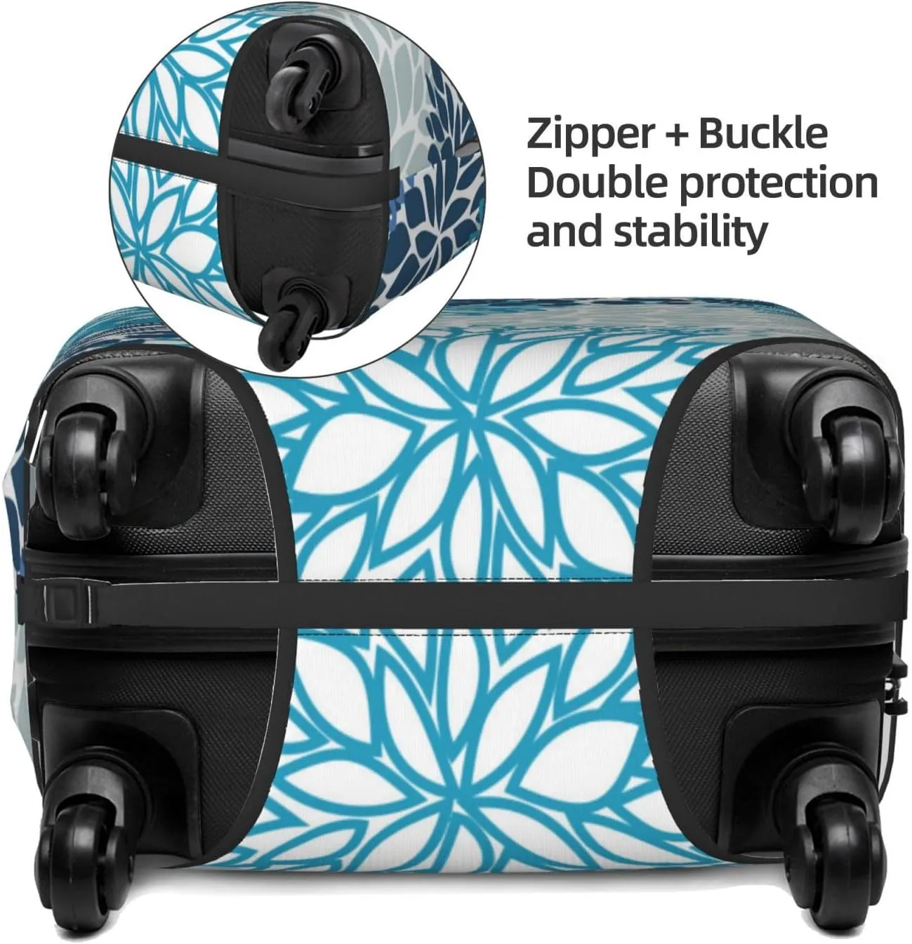 Daisy Flower Luggage Suitcase Covers Elastic Washable Blue Chrysanthemum Floral Luggage Protector Travel Suitcase Protective Cover For Kid And Adult, S (Fit 18-21 Inch Luggage)