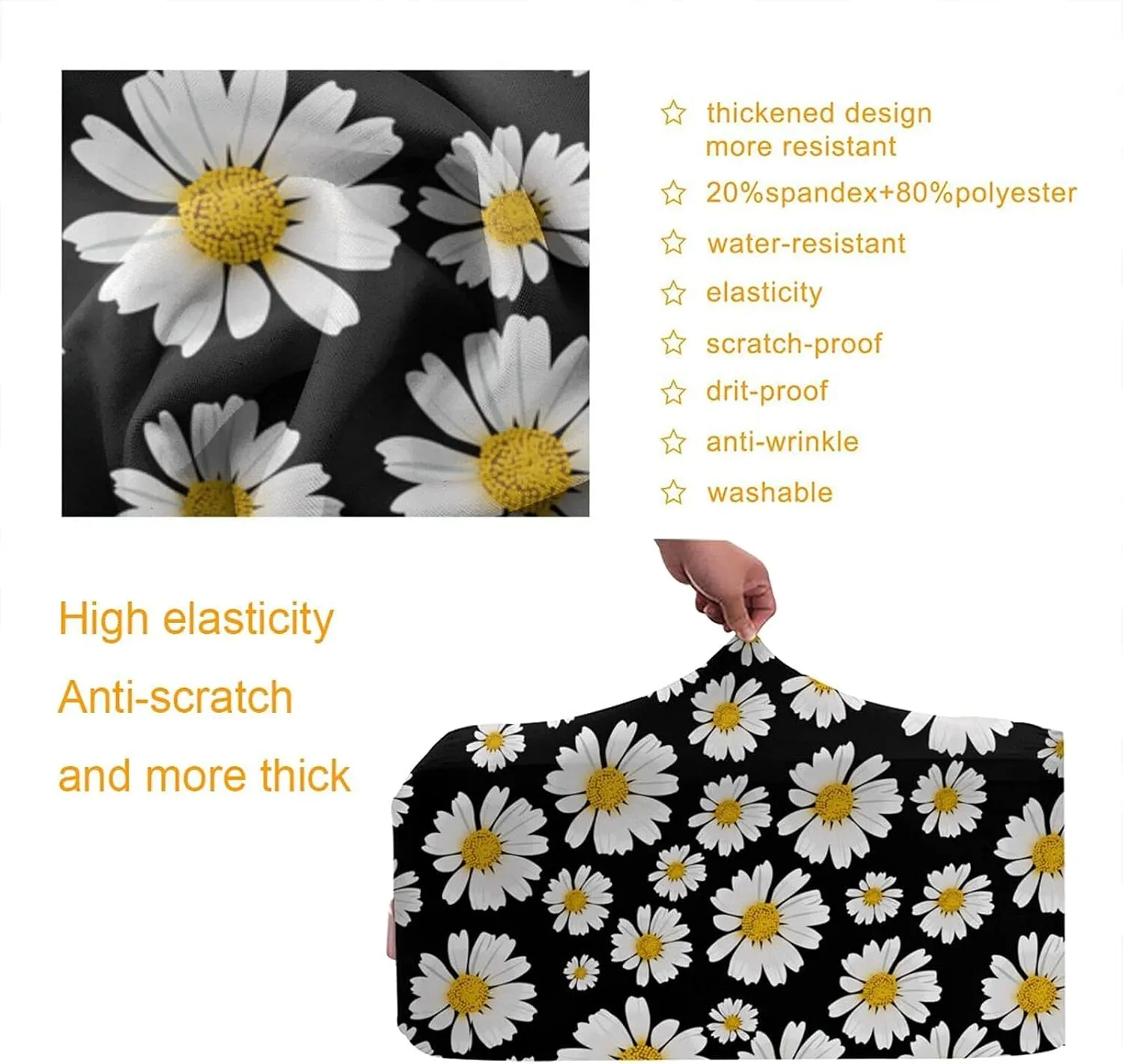 Daisy Luggage Covers for Suitcase Washable Suitcase Cover Luggage Cover Protector An-ti Scratch Polyester Printed for Travel Suitcase L(27-30 inch luggage)