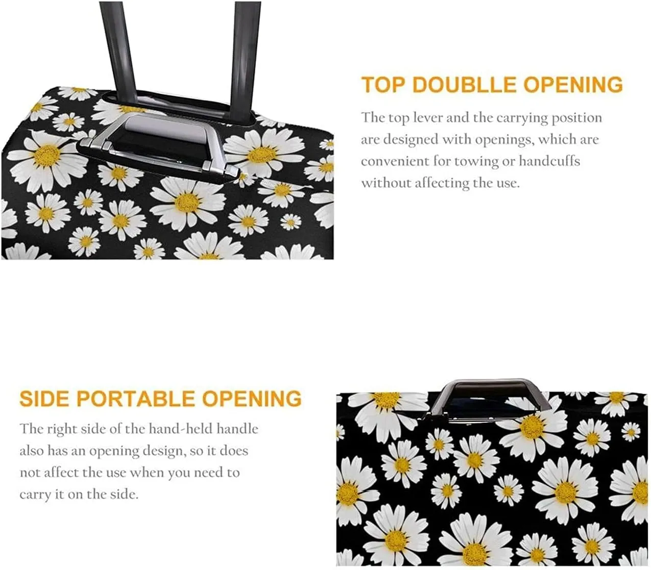 Daisy Luggage Covers for Suitcase Washable Suitcase Cover Luggage Cover Protector An-ti Scratch Polyester Printed for Travel Suitcase L(27-30 inch luggage)