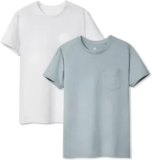 DAVID ARCHY Men's Undershirt with Pocket, Soft Cotton T-Shirt, Moistrue-Wicking Tee 2 Pack