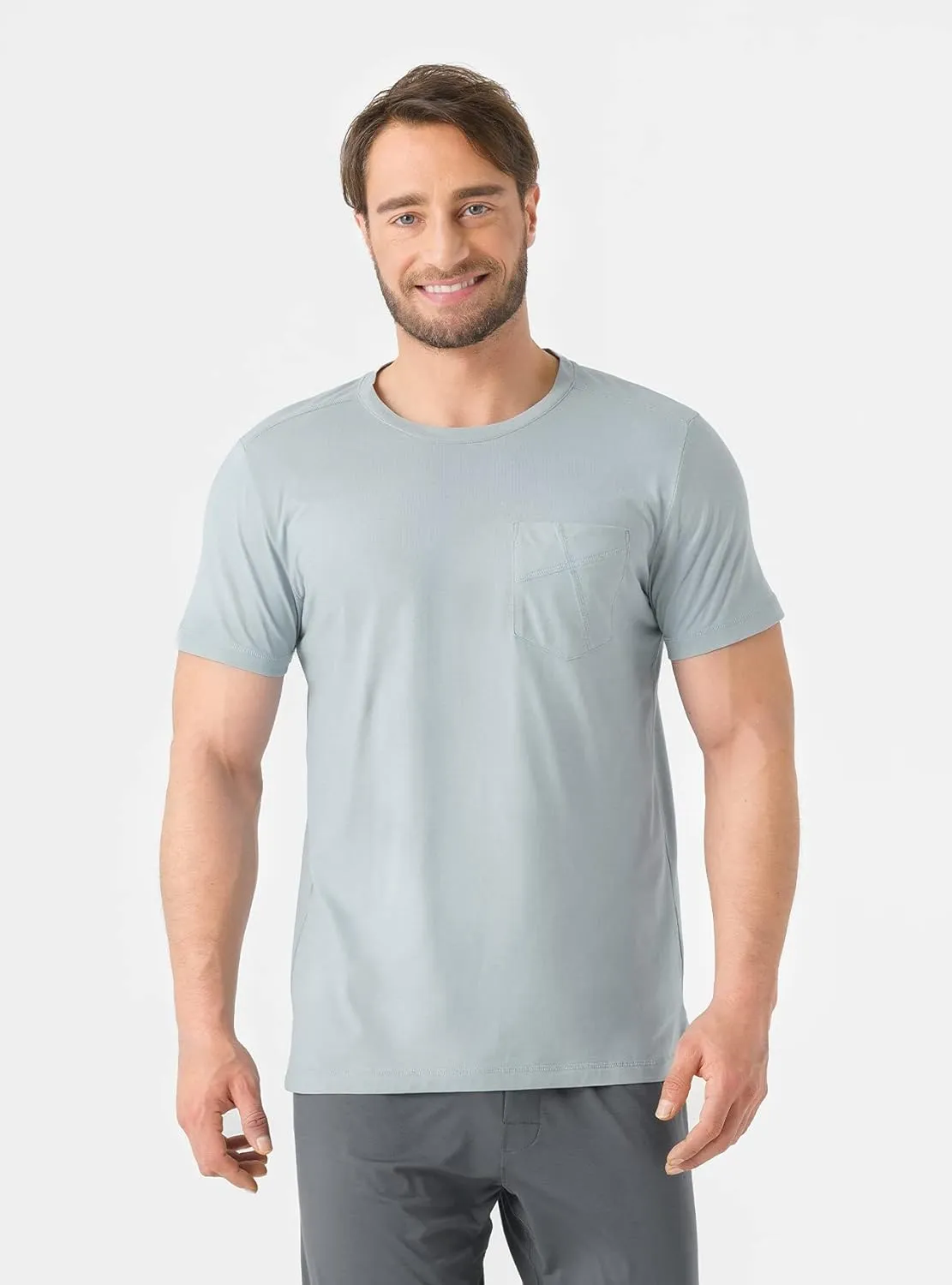 DAVID ARCHY Men's Undershirt with Pocket, Soft Cotton T-Shirt, Moistrue-Wicking Tee 2 Pack