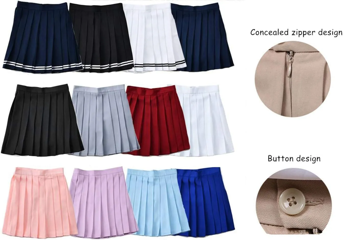 DCUTERQ Women's High Waisted Pleated School Skirt High Waisted Girl Uniform Mini Casual Skirts A-line Skorts