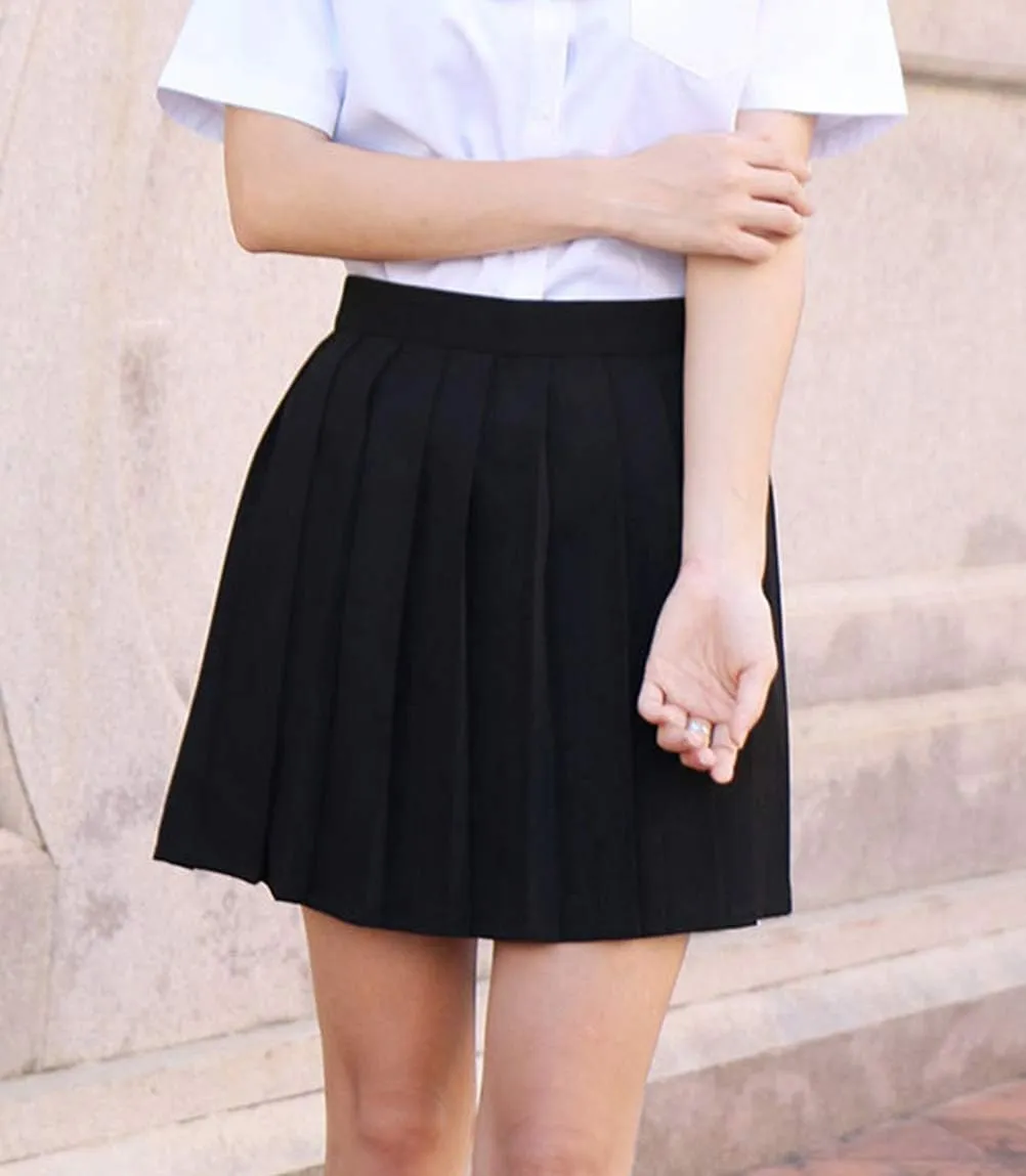 DCUTERQ Women's High Waisted Pleated School Skirt High Waisted Girl Uniform Mini Casual Skirts A-line Skorts