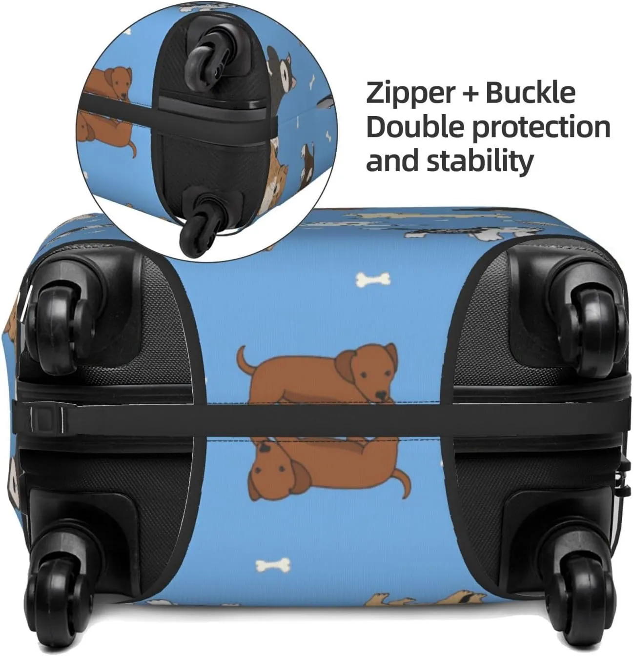 Dogs Blue Background Luggage Suitcase Covers Elastic Washable Cute Puppy Luggage Protector Travel Suitcase Protective Cover For Kid And Adult, M (Fit 22-24 Inch Luggage)