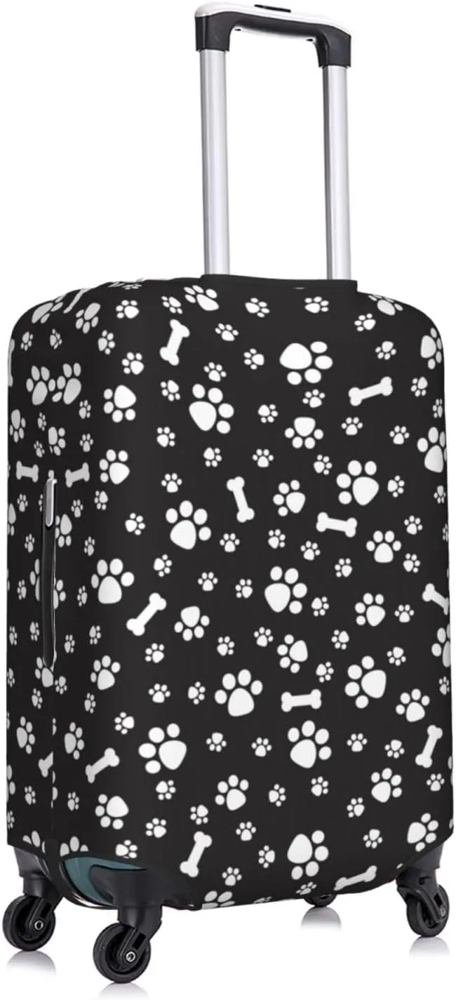 Dogs Paws and Bones Elastic Suitcase Cover Scratch Resistant Luggage Case Travel Luggage Protector for Men Women S 18-21 inch