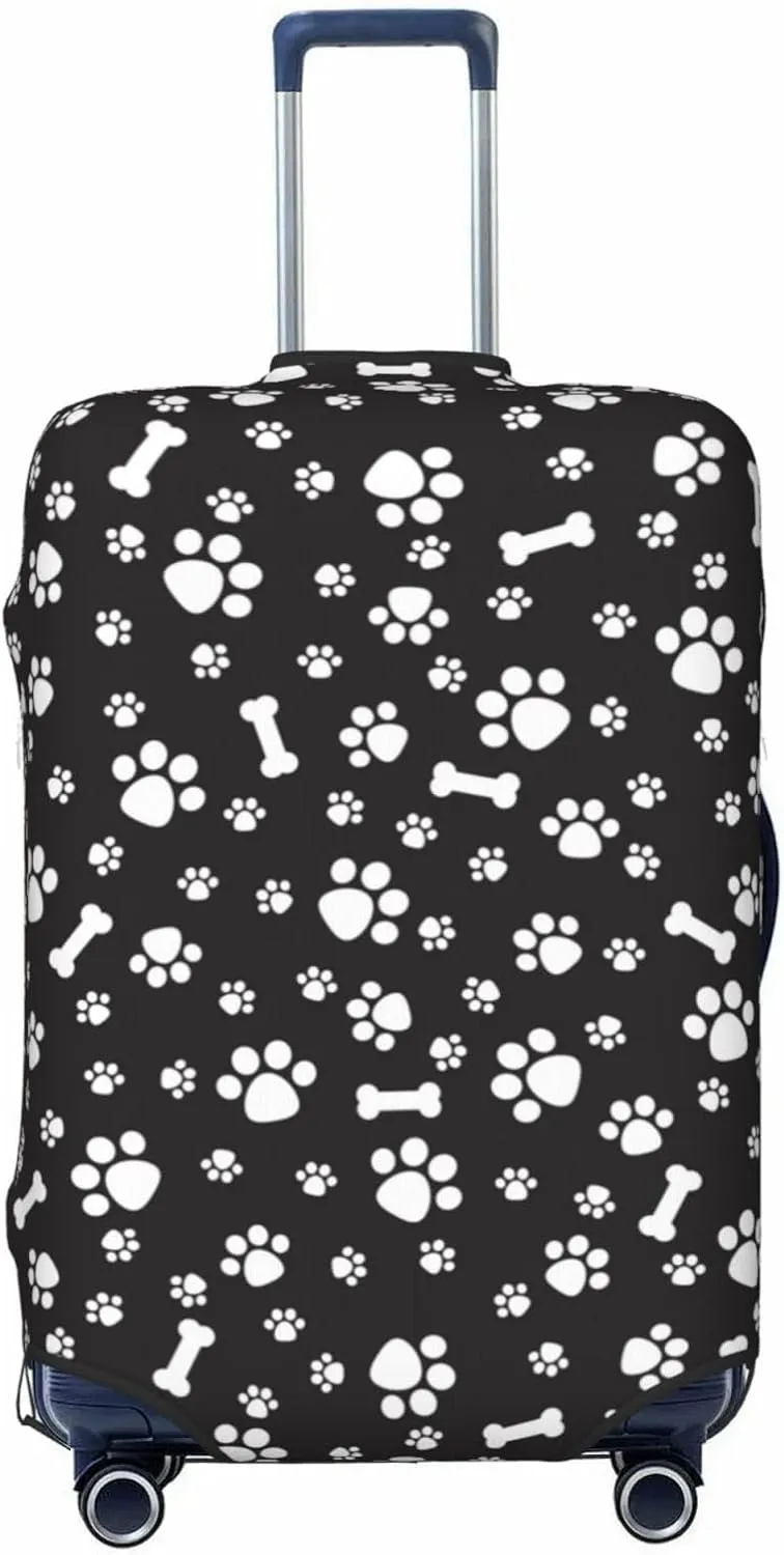 Dogs Paws and Bones Elastic Suitcase Cover Scratch Resistant Luggage Case Travel Luggage Protector for Men Women S 18-21 inch