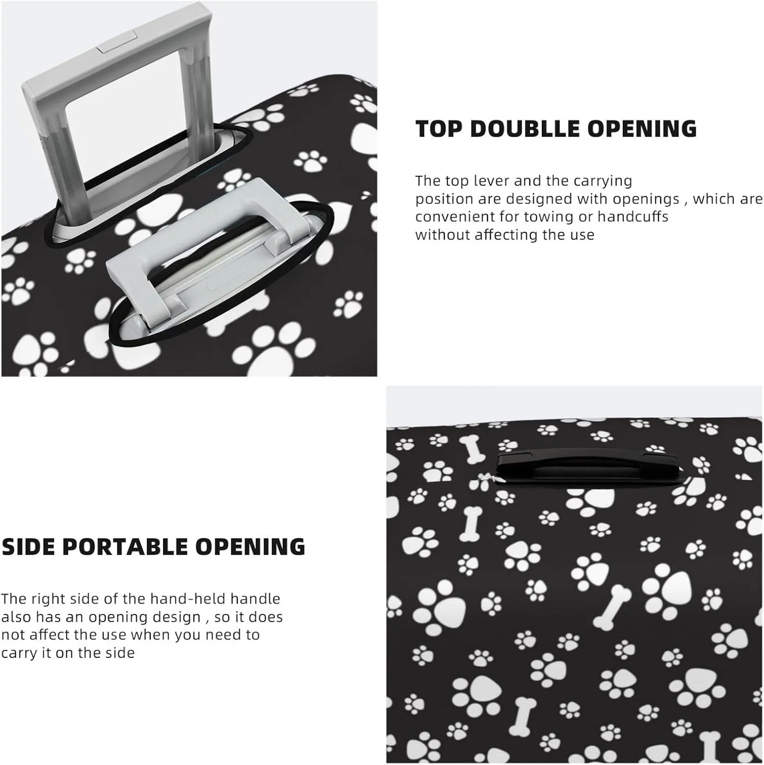 Dogs Paws and Bones Elastic Suitcase Cover Scratch Resistant Luggage Case Travel Luggage Protector for Men Women S 18-21 inch