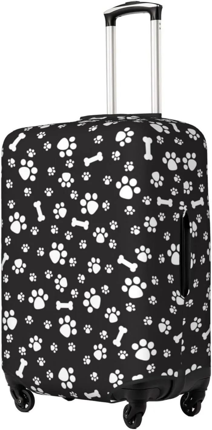 Dogs Paws and Bones Elastic Suitcase Cover Scratch Resistant Luggage Case Travel Luggage Protector for Men Women S 18-21 inch