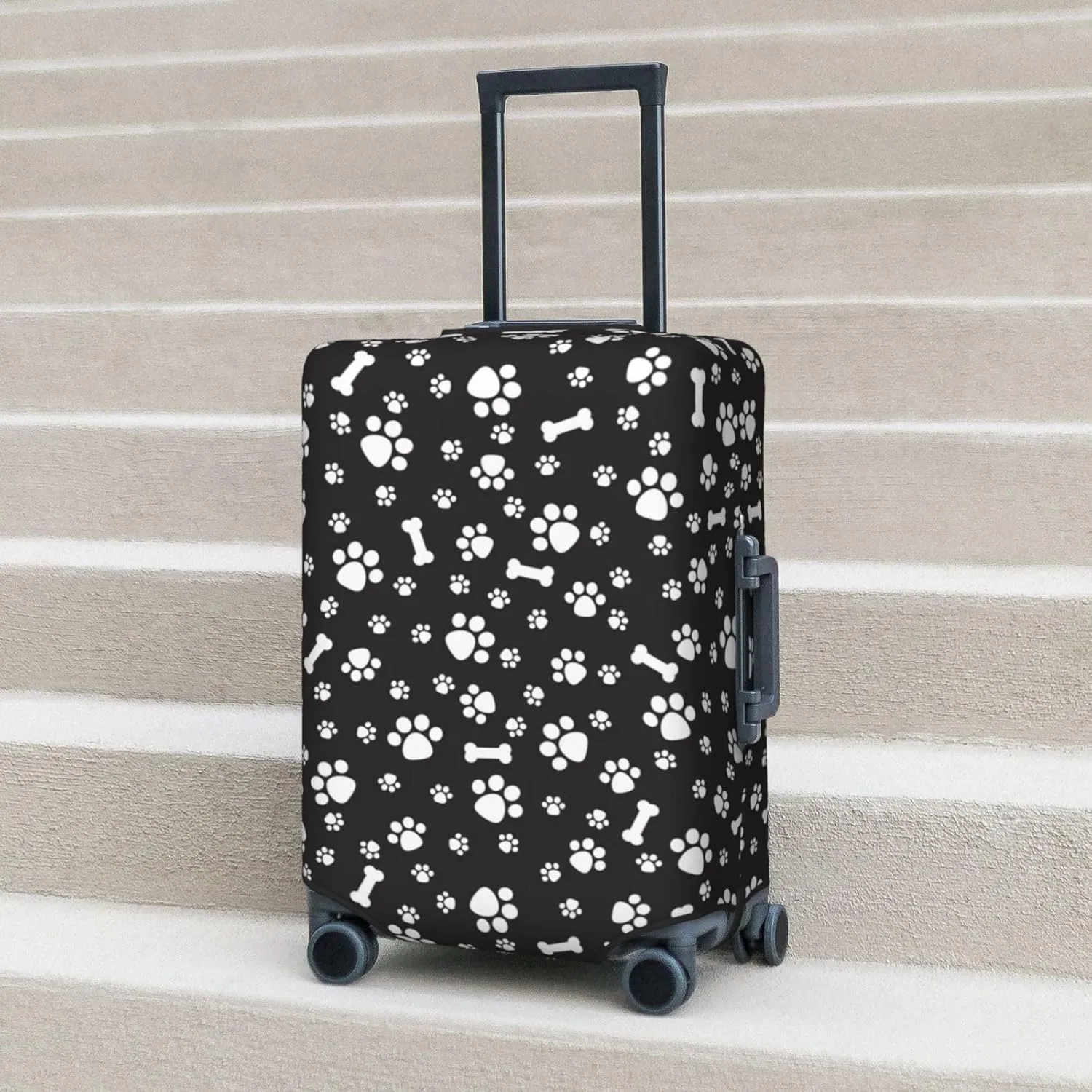 Dogs Paws and Bones Elastic Suitcase Cover Scratch Resistant Luggage Case Travel Luggage Protector for Men Women S 18-21 inch