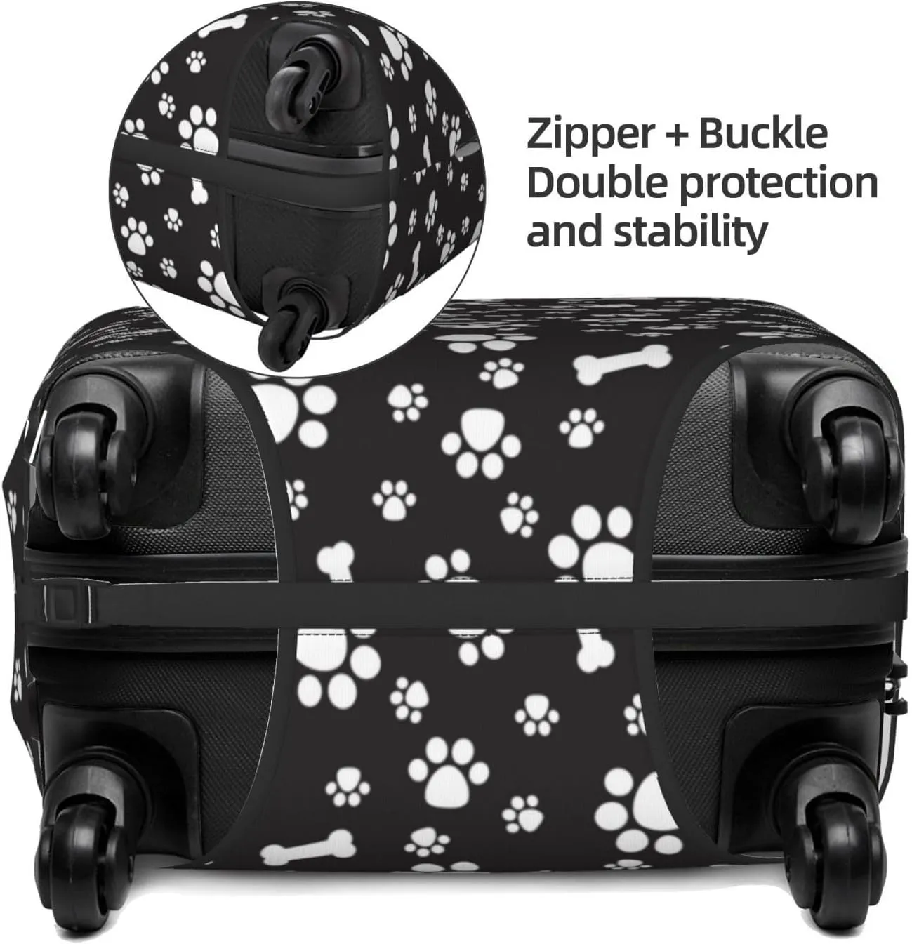 Dogs Paws and Bones Elastic Suitcase Cover Scratch Resistant Luggage Case Travel Luggage Protector for Men Women S 18-21 inch