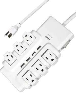 E-Macht 6 Outlets Extender Rotating Power Strip Surge Protector with 4 USB Ports and 6ft Heavy Duty Extension Cord Wall Mount for Home Office