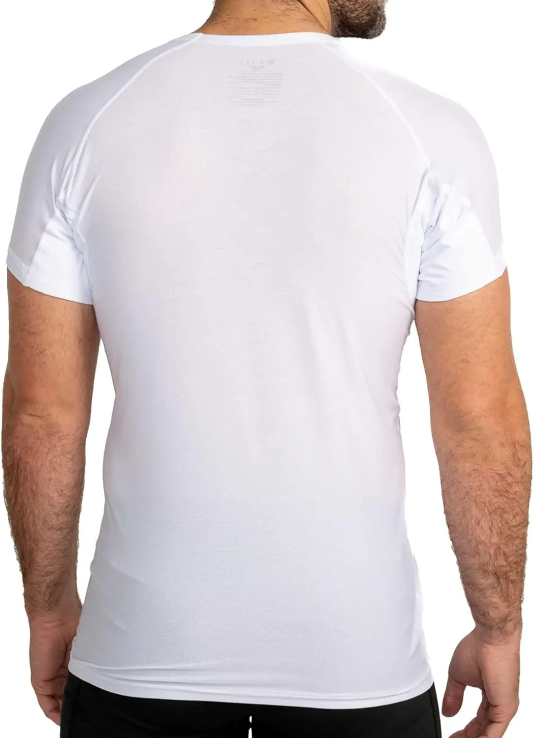 Ejis Mens Ultra Breathable Sweatproof Undershirt, Deep V Neck, Anti-Odor with Underarm Sweat Pads
