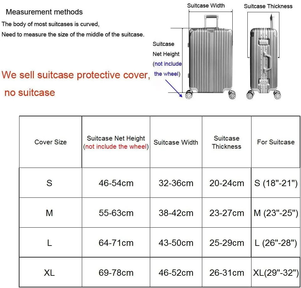 Elastic Travel Luggage Cover Travel Suitcase Protective Cover for Trunk Case Apply to 19''-32'' Suitcase Cover (T2087, M)
