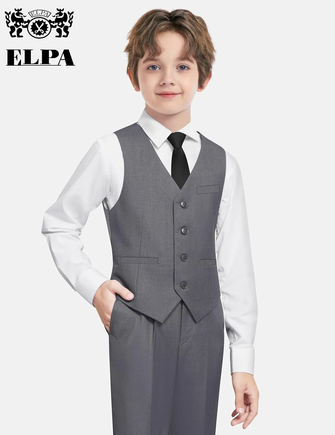 ELPA ELPA Boys' Formal Suit Set, with Suspenders, Adjustable Waist, from Toddlers to Teen
