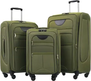 Expandable Softside Luggage Sets 3 Piece, Upright Spinner Suitcase Sets, Lightweight Durable Travel Softshell Set TSA Lock, 20in/24in/28in, Army Green