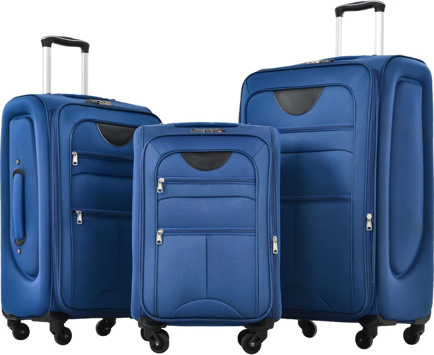 Expandable Softside Luggage Sets 3 Piece, Upright Spinner Suitcase Sets, Lightweight Durable Travel Softshell Set TSA Lock, 20in/24in/28in, Blue
