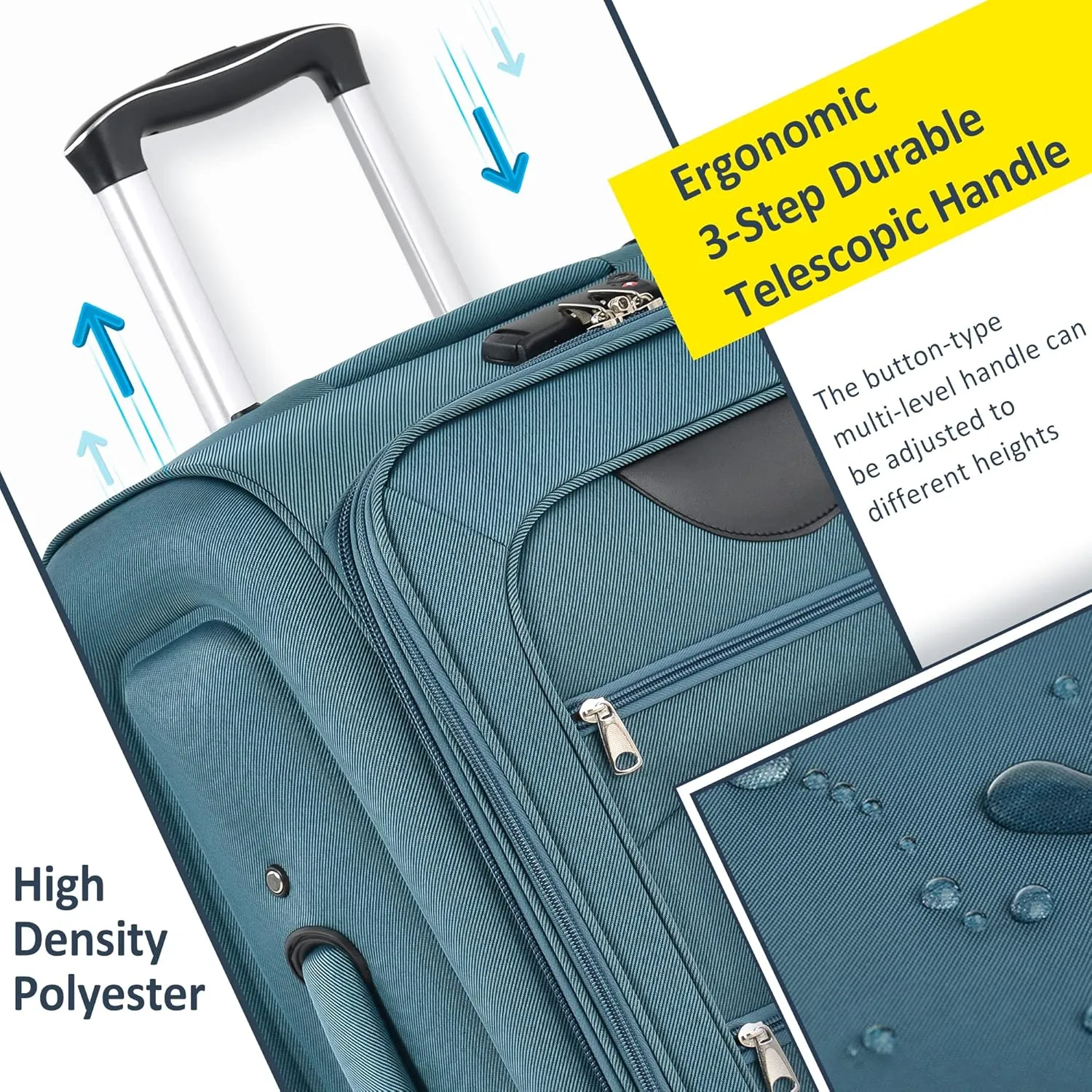 Expandable Softside Luggage Sets 3 Piece, Upright Spinner Suitcase Sets, Lightweight Durable Travel Softshell Set TSA Lock, 20in/24in/28in, Green